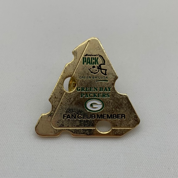 Vintage NFL Green Bay Packers Fan Club Member Cheese-Shaped Lapel Pin - Picture 1 of 6